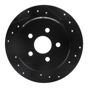 Chrysler CIRRUS Brake Rotor (1) - Rear Right - R1 Concepts - Drilled & Slotted - Black - `95-`07